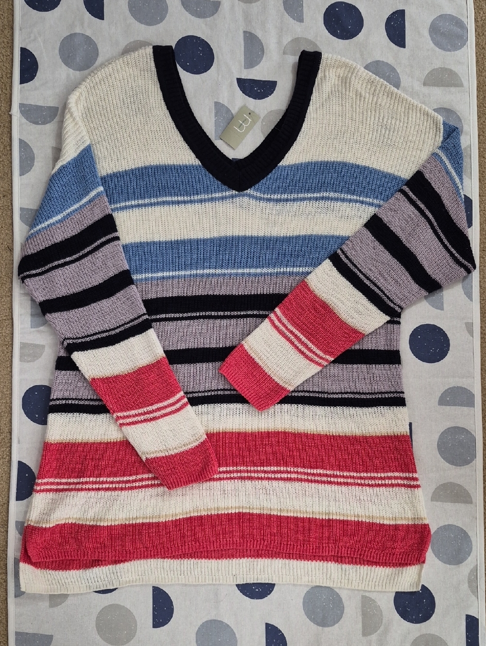 Maurices Women's V-Neck Sweater with Colorful Stripes New Size XXL